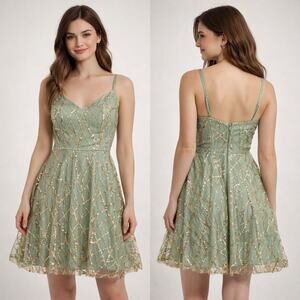 TLC Say Yes To The Prom Sage Sequin Fit & Flare Dress Size 1
